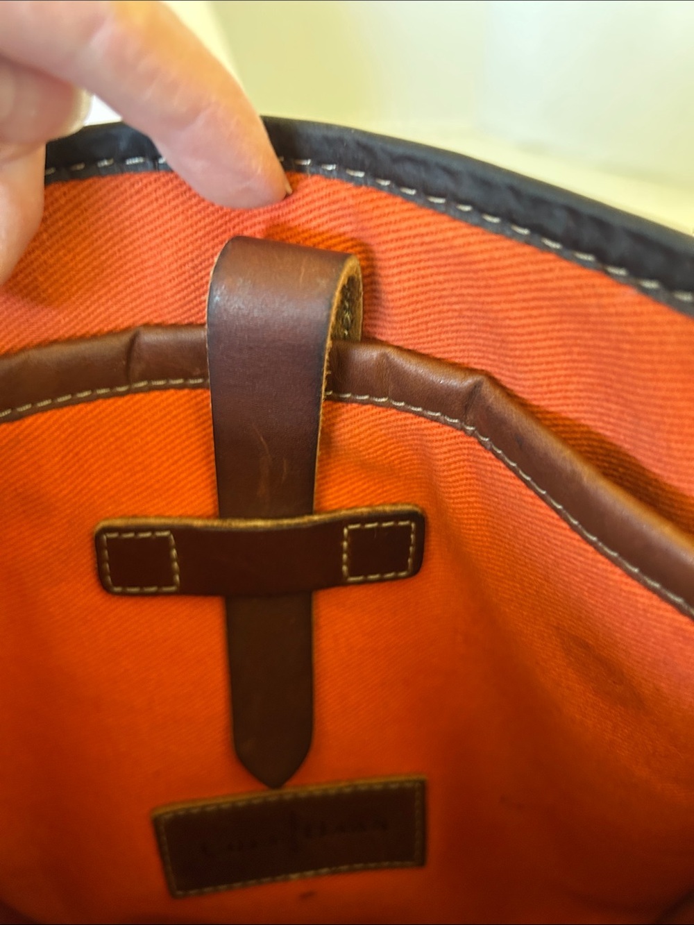COLE HAAN BLUE CANVAS AND BROWN LEATHER  CARRY SATCHEL /MESSENGER BAG - Picture 7 of 16